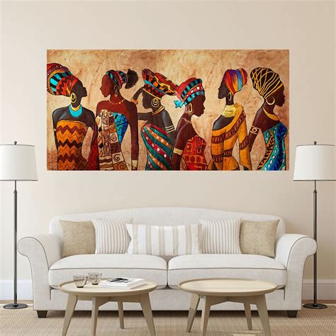 Cuadro Decorativo Mujeres Africanas Moderno En Canvas Artistico Con