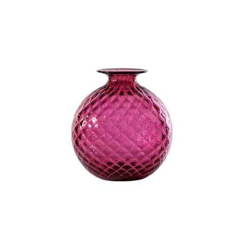 Venini Monofiore Balloton Vaso Magenta Filo Rosso Vetro