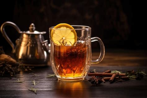 Premium Ai Image Hot Toddy Served In A Transparent Glass Mug