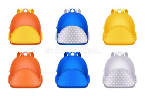 School Backpack Icons Isolated On White Background Vector 3d