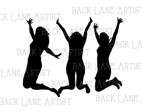 Best Friends Besties Silhouette Clipart Illustration Instant | Etsy