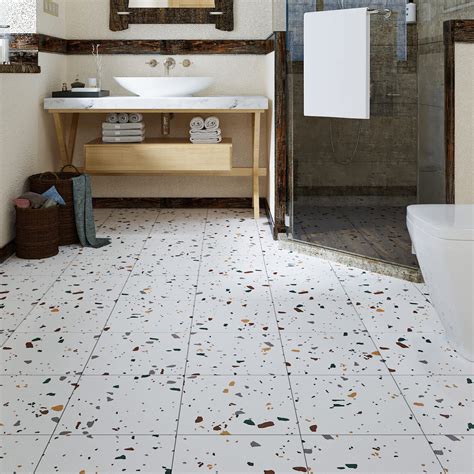 Buy Livelynine 16pcs Self Adhesive Floor Tiles Terrazzo Effect Vinyl Flooring Stick on Floor ...