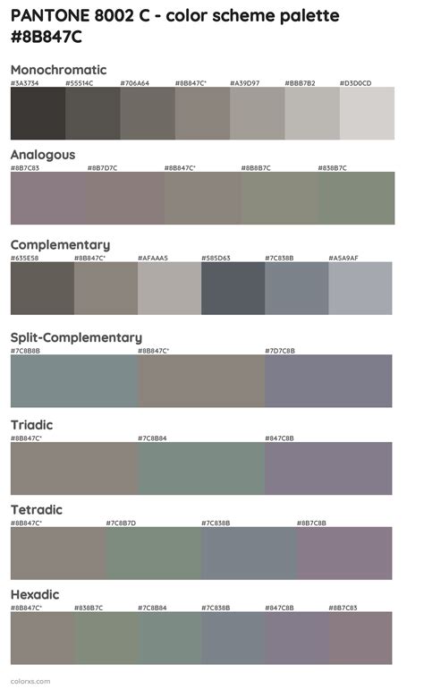 PANTONE 8002 C Color Palettes Colorxs