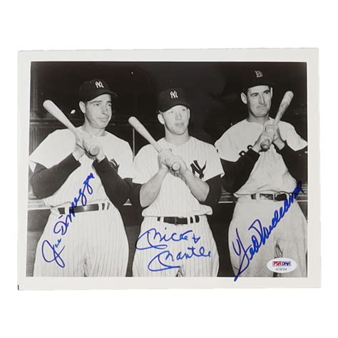 Mickey Mantle Ted Williams Joe Dimaggio Signed Yankees X Photo