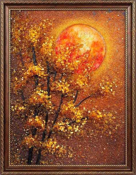 Купить Картина из янтаря "Дерево на восходе" по цене 24 200 руб.