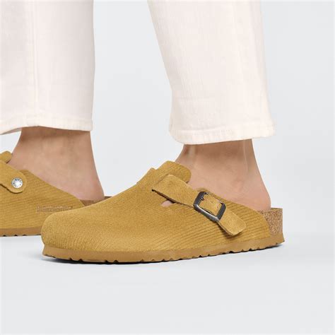 Boston Suede Leather Embossed Corduroy Cork Brown | BIRKENSTOCK