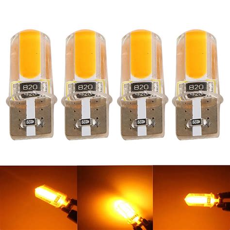 Ambra 4 Pezzi T10 194 168 W5W COB LED Car Canbus Larghezza Silicone