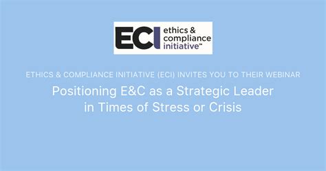 Positioning Eandc As A Strategic Leader In Times Of Stress Or Crisis