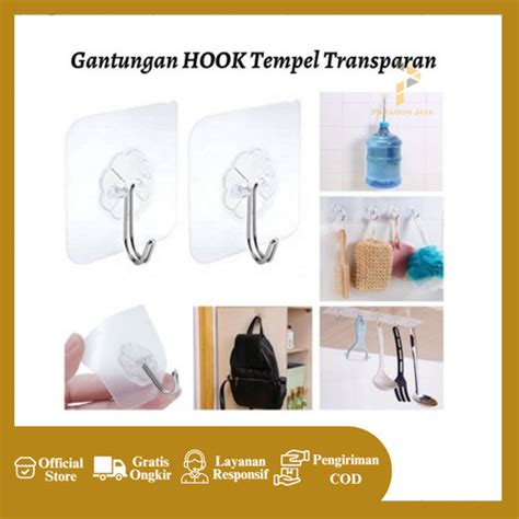 Jual Gantungan Hook Tempel Transparan Hanger Besi Cantelan Dinding