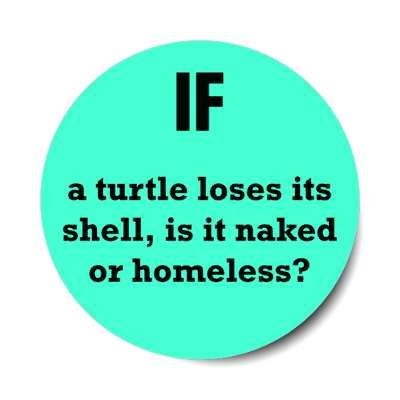 If A Turtle Loses Its Shell Is It Naked Or Homeless Stickers Magnet Wacky Print