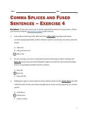 Csfs05 Pdf Name Date COMMA SPLICES AND FUSED SENTENCES