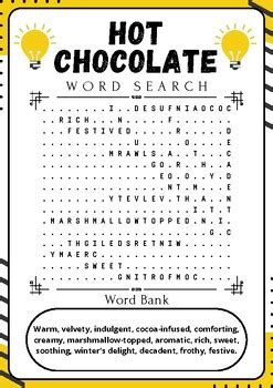 Hot Chocolate Word Search Engaging Printable Puzzle By Pixelprose Haven