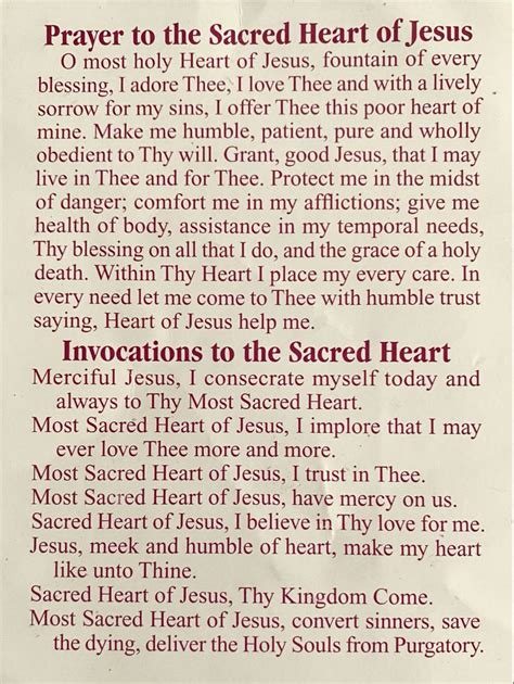 Prayer To The Sacred Heart Of Jesus Heart Of Jesus Prayer Litany Of