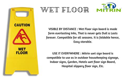 Mitrin Wet Floor Sign Board Yellow Caution Sign Board Housekeeping