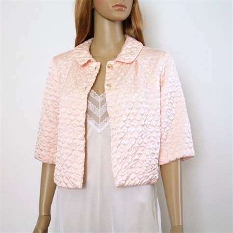 1940s Bed Jacket 40s Pink Quilted Satin By Lookagainvintage