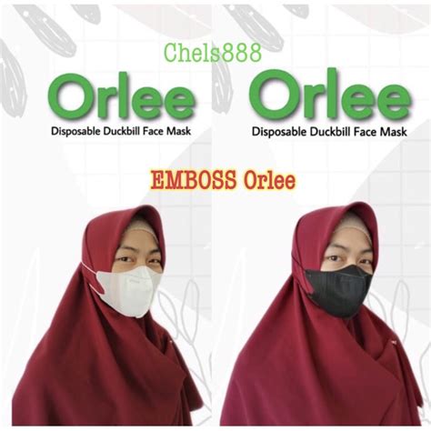 Jual Masker Duckbill Hijab Headloop Orlee Ply Isi Pcs Emboss Orlee