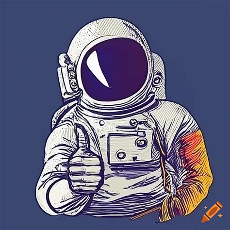 Pop Art Astronaut With Broken Helmet Giving Thumbs Up On Craiyon