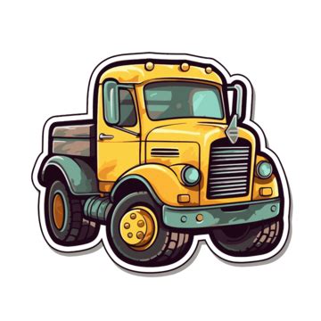 Sticker Of A Yellow Truck On A White Background Clipart Vector Sticker