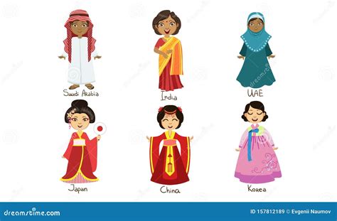 Kids in Traditional Costumes Set, Saudi Arabia, India, Uae, Japan ...