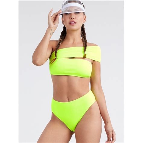 Style Link Miami Swim Neon Green Monostrap Asymmetrical Bikini Poshmark
