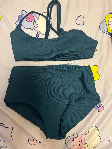 Dark Green Bikini Women S Fashion Swimwear Bikinis Swimsuits On Carousell