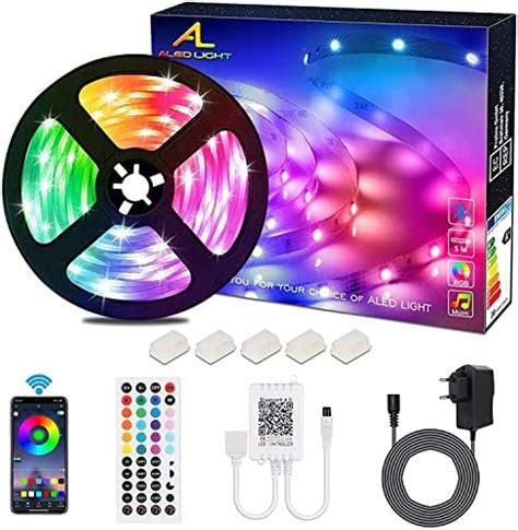 Aourow Ruban LED 5m Bande LED Flexible RGB avec Télécommande IR 24