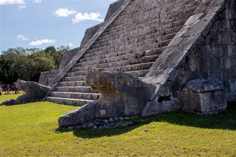 The Feathered Serpent Kukulkan Of The Mayan Temple And Pyramid Chichen