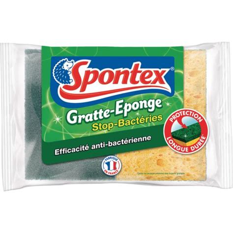 Eponges grattantes antibactérienne SPONTEX le lot de 2 à Prix Carrefour