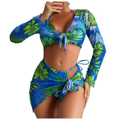 Qipopiq Two Piece Swimsuits For Women With Swim Skirt Printed Bikini Straps Bikini Deep V Sexy