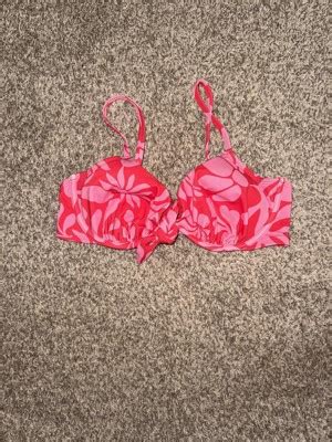 Women S Tie Front Underwire Bikini Top Shade Shore Red Floral Print Dd Adjustable Strap