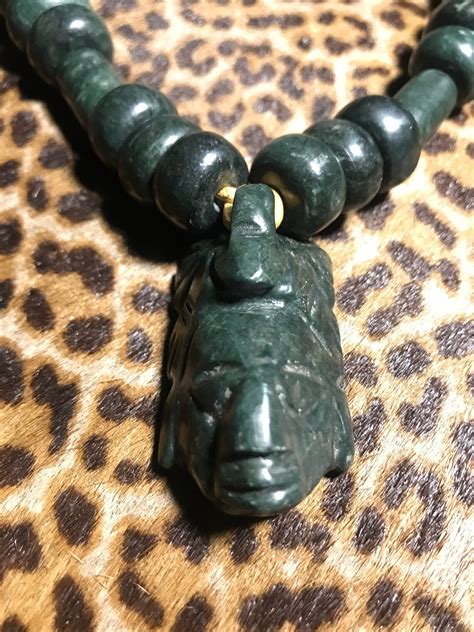 Guatemalan Jade Necklace With Mayan Mask Pendant Etsy