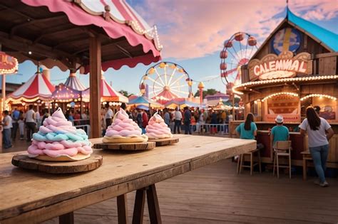 Premium Ai Image A Rustic Wooden Board In A Carnival With Rides And
