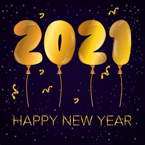 Happy New Year, 2021 celebration poster with balloons 1735504 Vector ...