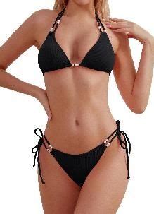 Dropship Women S Triangle String Bikini Set Sexy Tie Side Two Piece