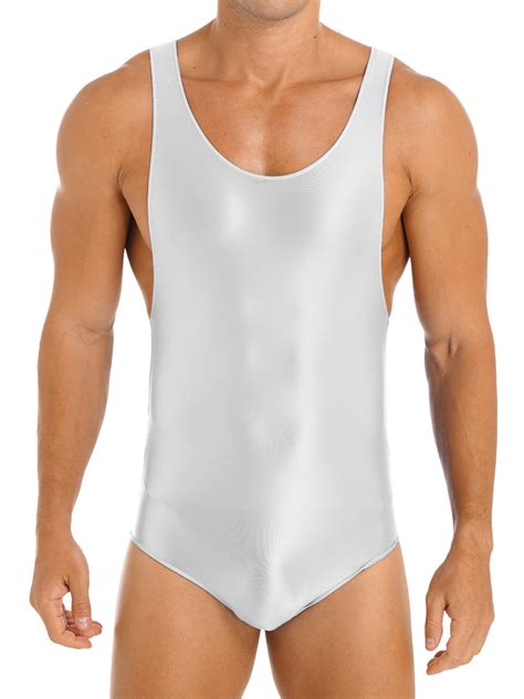 Maillot De Bain Brillant Et Extensible Pour Hommes Lingerie De Lutte Body Sans Manches