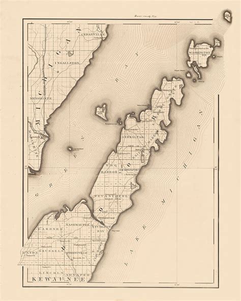 1891 Map Of Door County Wisconsin Etsy