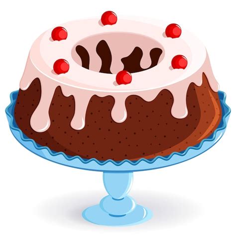 Premium Vector Bundt Cake With Creamy Frosting And Cherries On Top