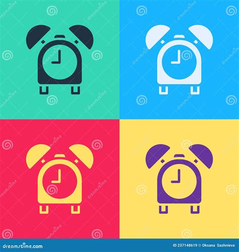 Icono De Reloj De Alarma De Arte Pop Aislado En Fondo De Color