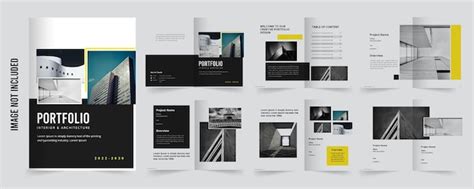 Innen Und Architekturportfolio Portfolio Designvorlage Premium Vektor