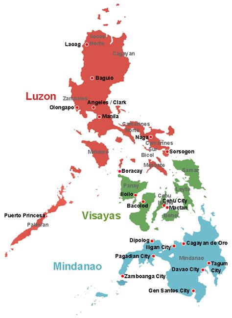 Map Of The Philippines Showing Luzon Visayas Mindanao Images And