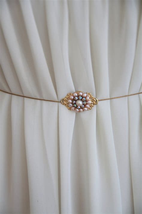 Bridal Belt Sash Bridal Sash Golden Victorian Belt Freshwater - Etsy