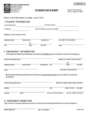 Fillable Online Sfsu Print Form American Language Institute 1600