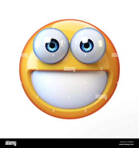 Smiling emoji isolated on white background, teeth emoticon 3d rendering Stock Photo - Alamy