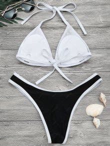 High Cut Contrast Piping Bikini Set In BLACK ZAFUL 2026