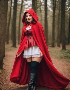 Plus Size Red Hot Riding Hood Costume Woman Face Swap Insert Your