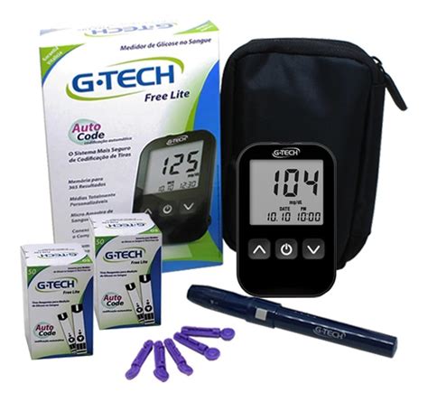 Kit Medidor De Glicemia Gtech Free Lite Tiras Reativas