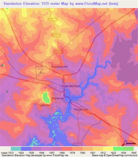 elevation  standertonsouth africa elevation map topography contour
