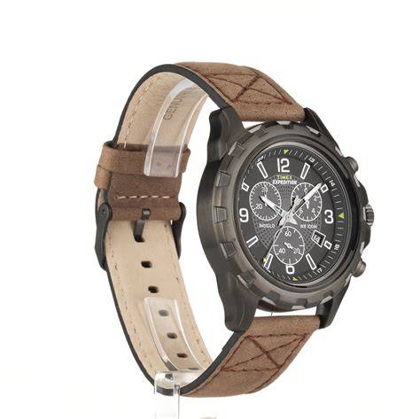 Timex Men S Expedition Rugged Chronograph Indiglo Leather Strap Outdoor Watch