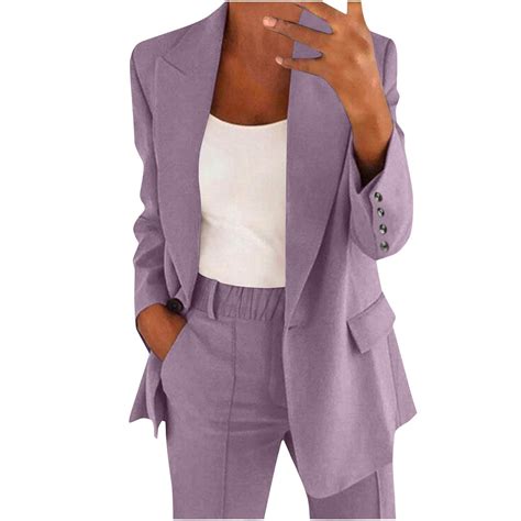 Mgmyaa Pant Suits For Women Dressy 2 Piece Blazer And Elastic Waist