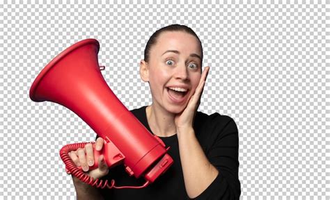 Une Jeune Femme Blonde Et Jolie Avec Un M Gaphone Psd Gratuite